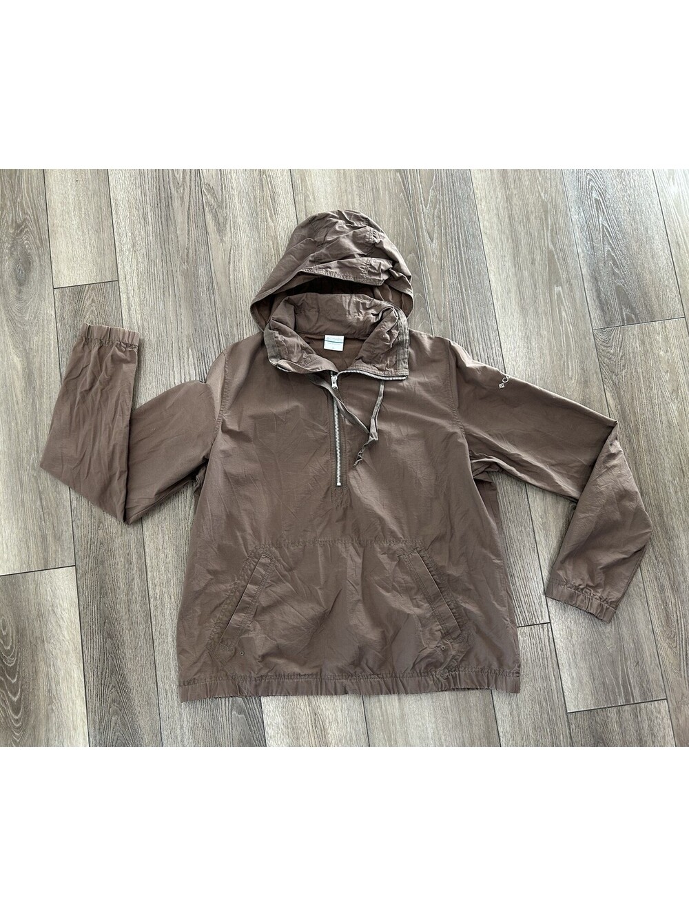Columbia Womens 1/2 Zip Hooded Jacket Size X-Large Brown Cotton Nylon Blend